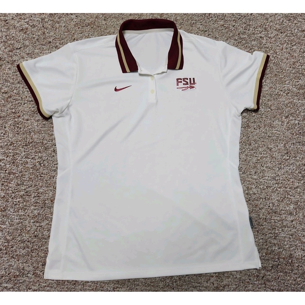 NCAA Florida State Seminoles FSU Nike Dri-Fit White Polo Shirt Womens 2XL
